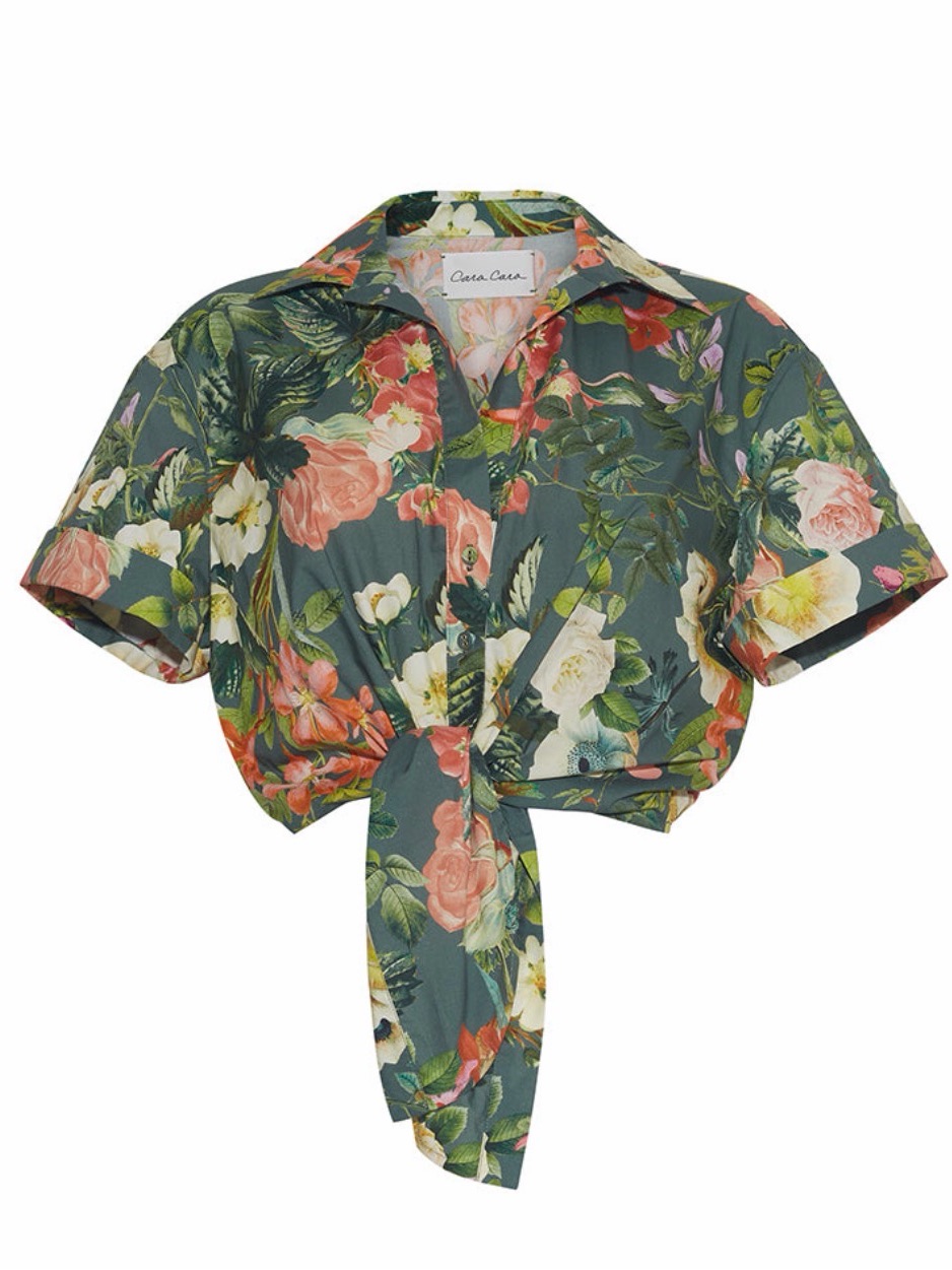 Cara Cara Asbury Top In Olive Kingston Floral Sz Small